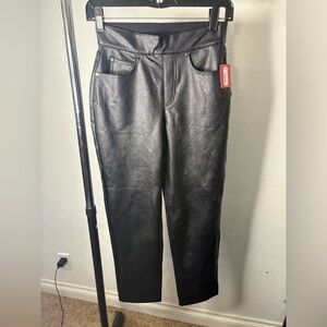 SPANX Faux Leather Slim Straight Pants Black XS NWT